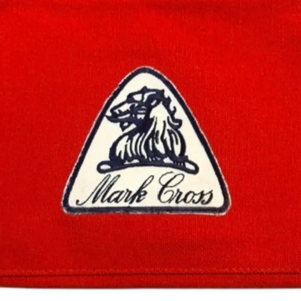 Vintage Mark Cross Red Canvas Zipper Pouch Dopp Kit Travel Bag Organizer Italy